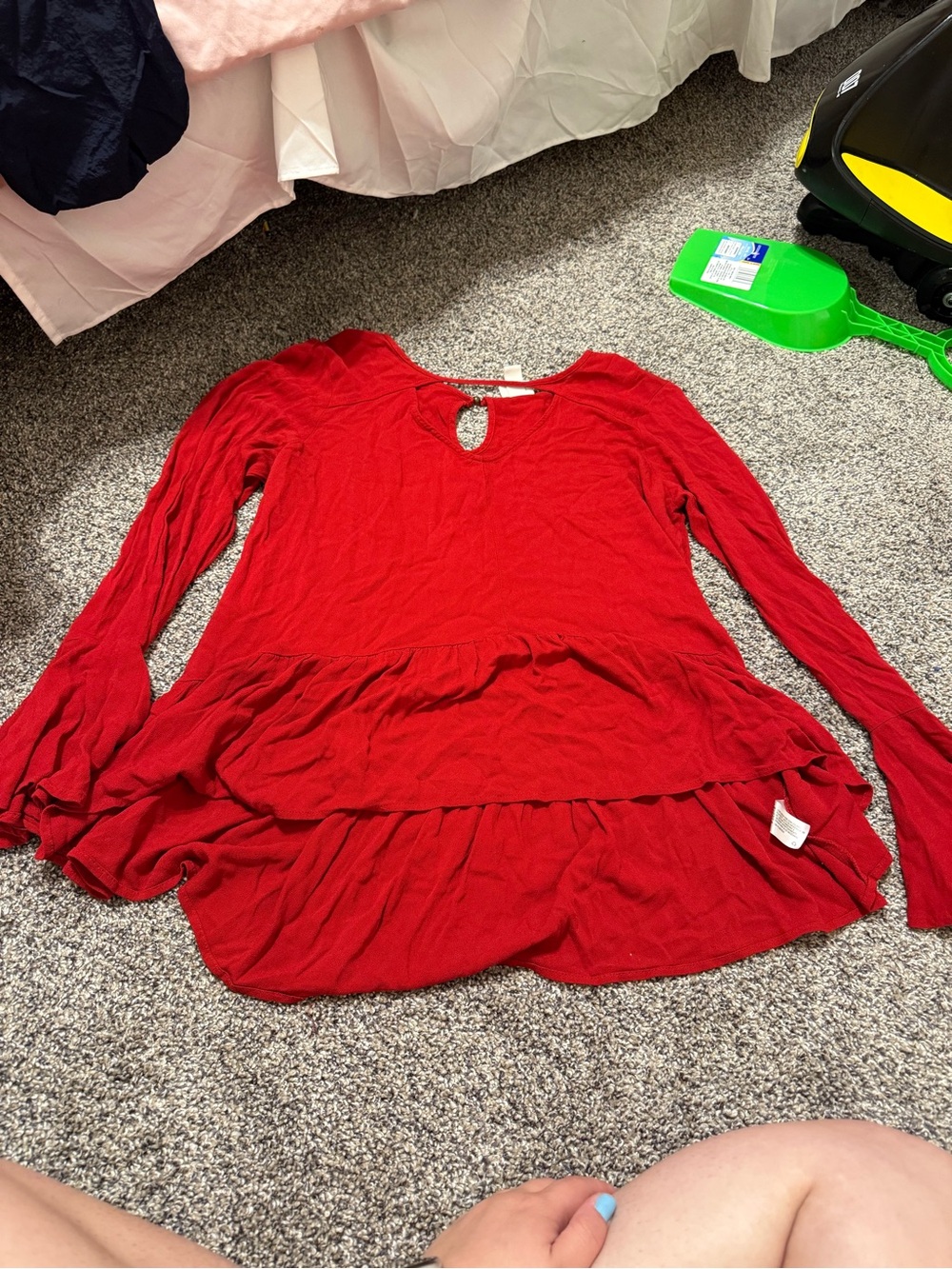 Mossimo Supply Co. Red Layered Long-Sleeve Peplum Tunic